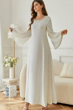 Mangas de flare branco mãe do vestido de noiva com renda