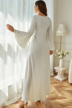 Mangas de flare branco mãe do vestido de noiva com renda