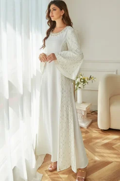 Mangas de flare branco mãe do vestido de noiva com renda