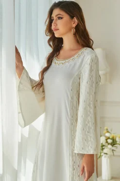 Mangas de flare branco mãe do vestido de noiva com renda