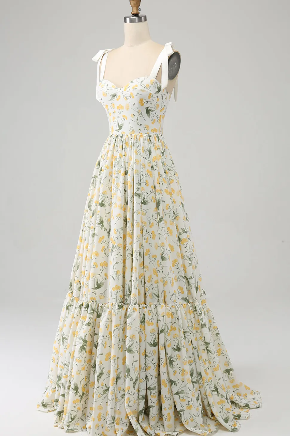 Marfim A-Line Floral Long Prom Dress