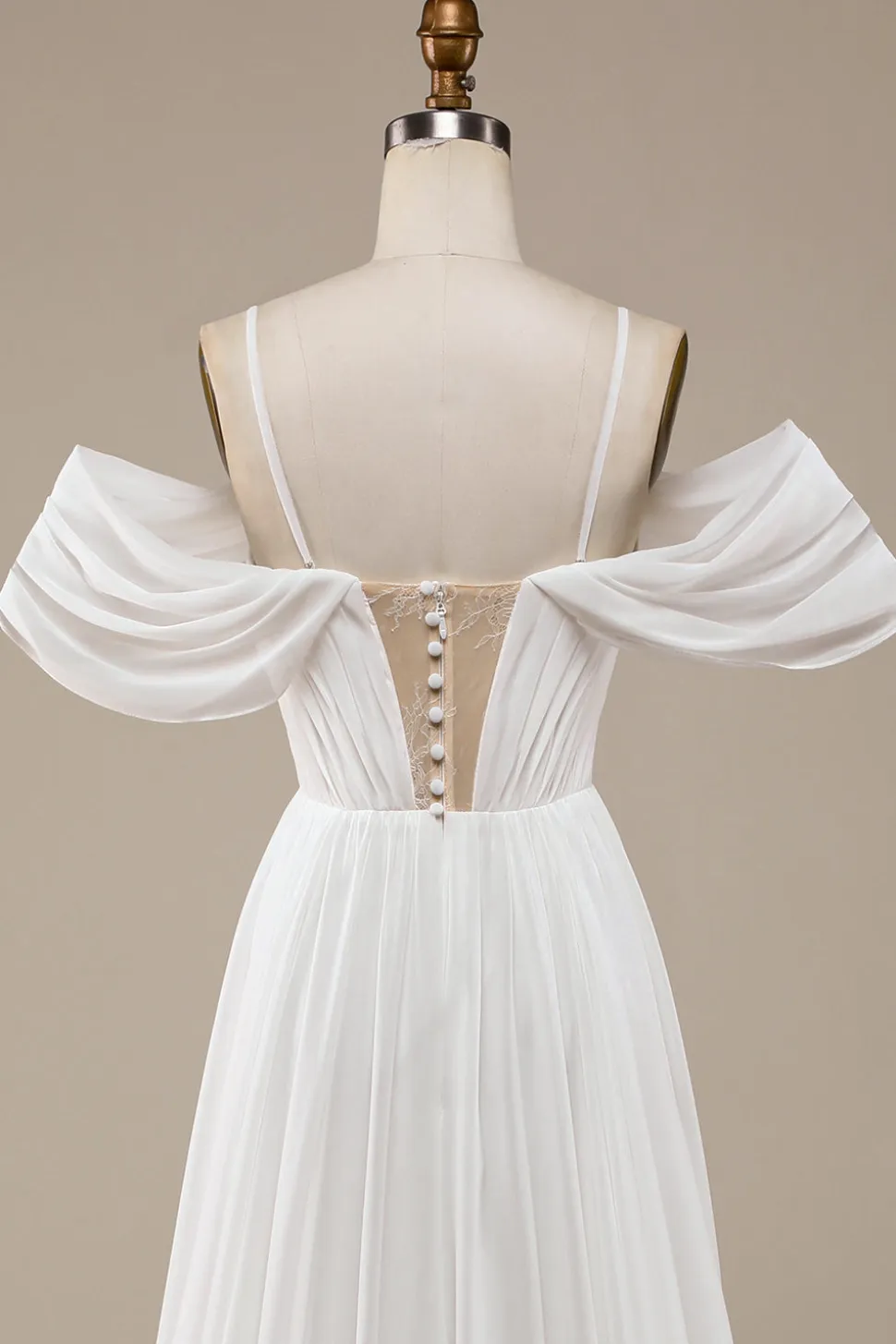 Marfim Boho Chiffon Ruched Vestido de Noiva