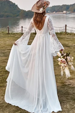 Marfim Boho Vestido de Noiva