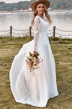 Marfim Boho Vestido de Noiva