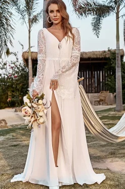 Marfim Boho Vestido de Noiva