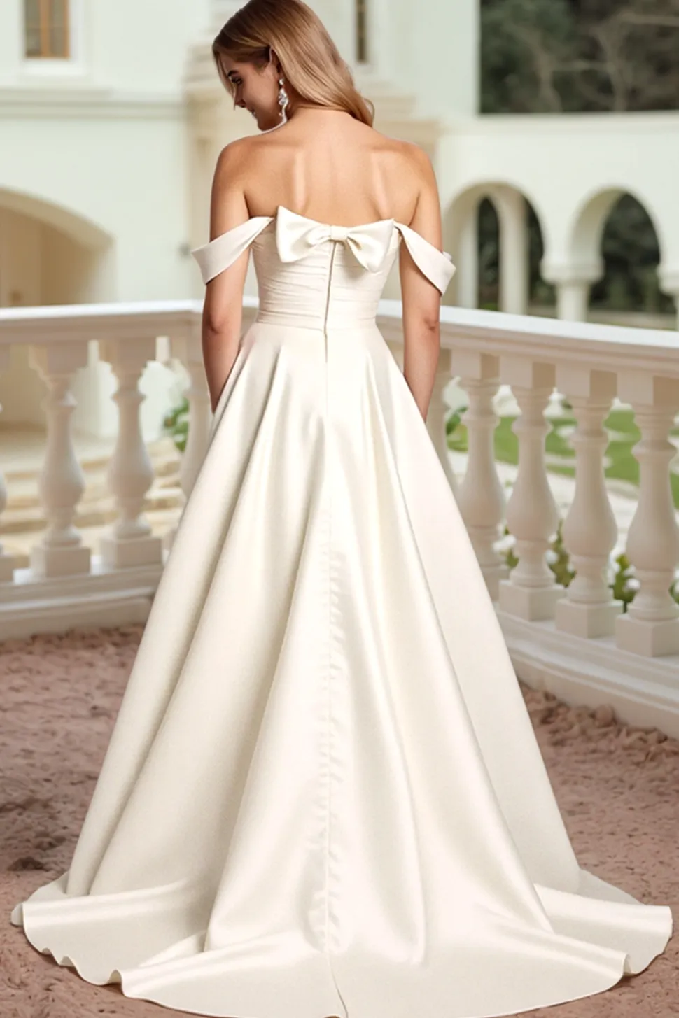 Marfim Cetim De Baile/Princesa Longos Vestidos de Noiva com Arco