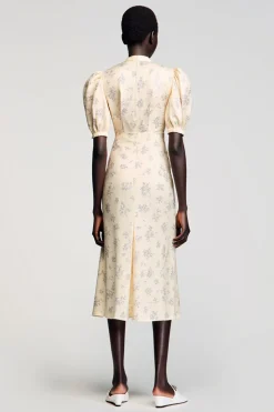 Marfim cetim midi vestido de noiva com mangas
