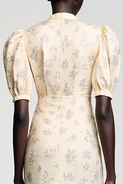 Marfim cetim midi vestido de noiva com mangas