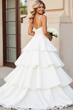 Marfim De Baile/Princesa Alças Finas Longo Cetim Vestido de Noiva