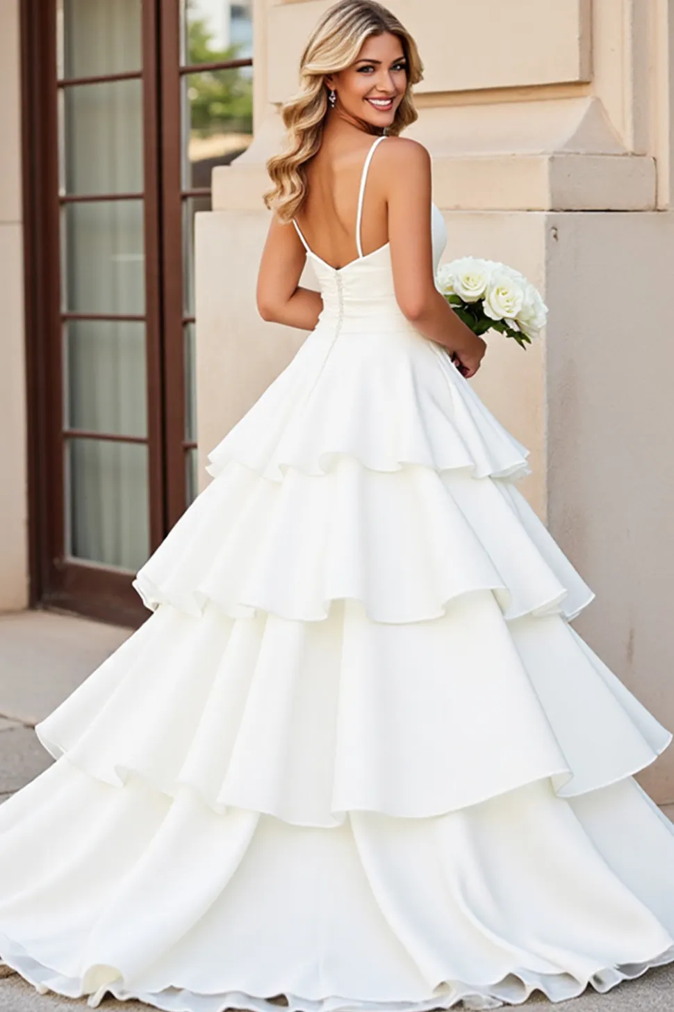 Marfim De Baile/Princesa Alças Finas Longo Cetim Vestido de Noiva