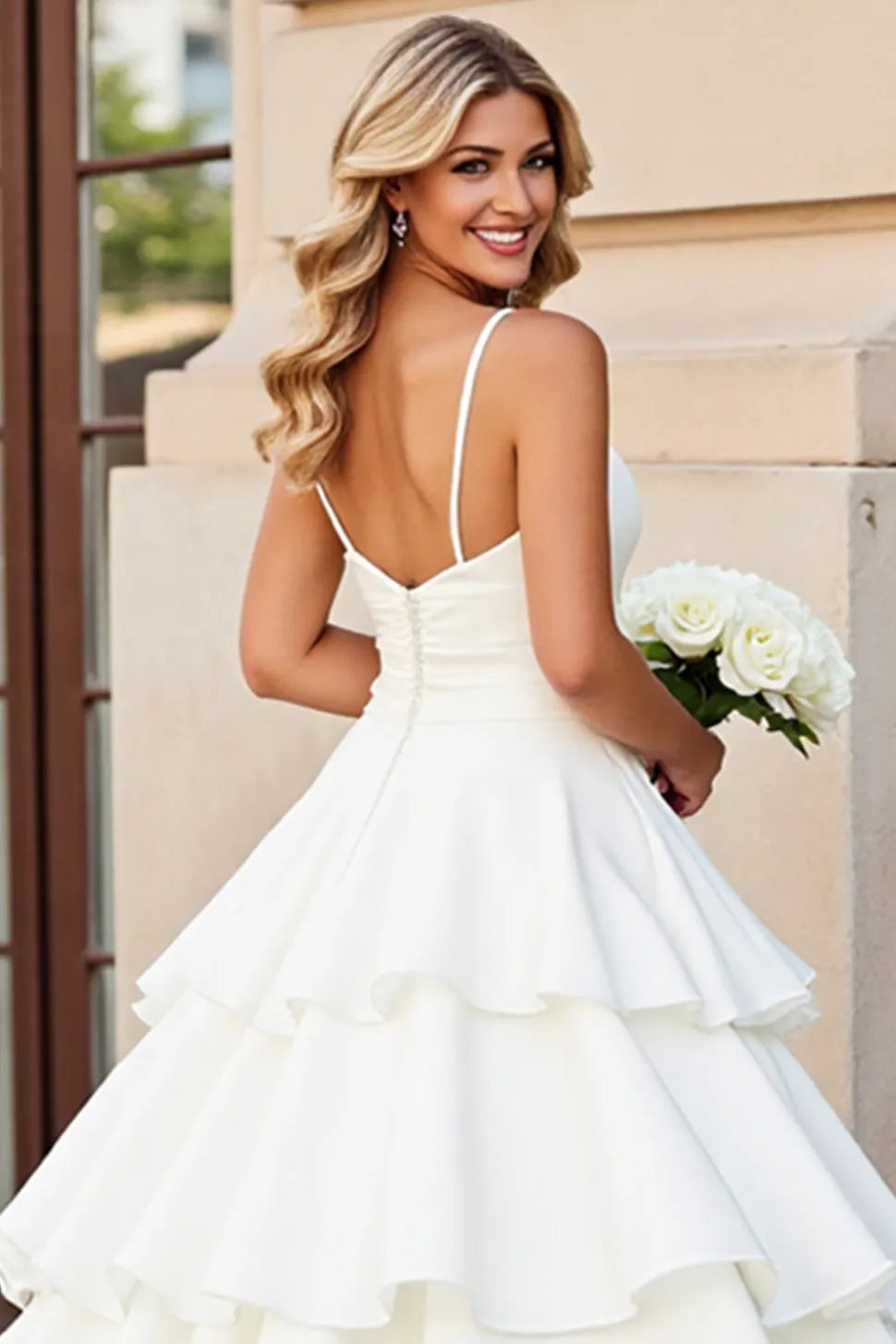 Marfim De Baile/Princesa Alças Finas Longo Cetim Vestido de Noiva
