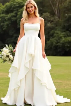 Marfim De Baile/Princesa Chiffon Longos Vestido de Noiva com Renda