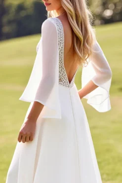 Marfim De Baile/Princesa Decote em V Longos Vestido de Noiva