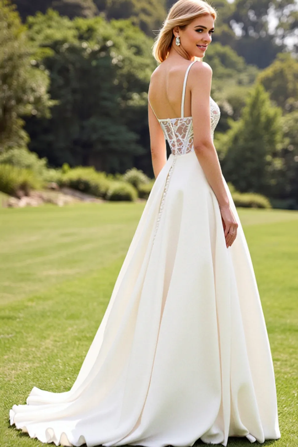 Marfim De Baile/Princesa Espartilho Longos Vestido de Noiva com Renda