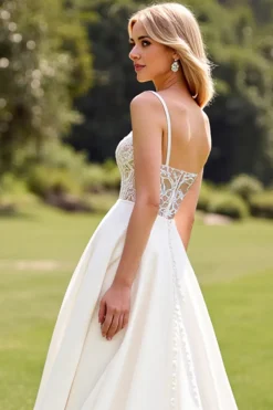 Marfim De Baile/Princesa Espartilho Longos Vestido de Noiva com Renda