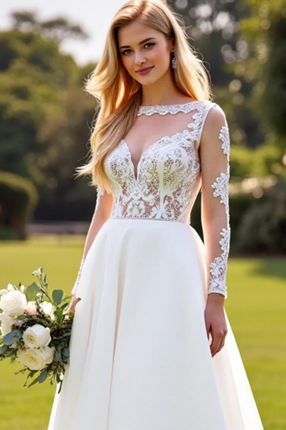 Marfim De Baile/Princesa Renda Longos Vestidos de Noiva
