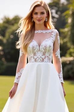 Marfim De Baile/Princesa Renda Longos Vestidos de Noiva