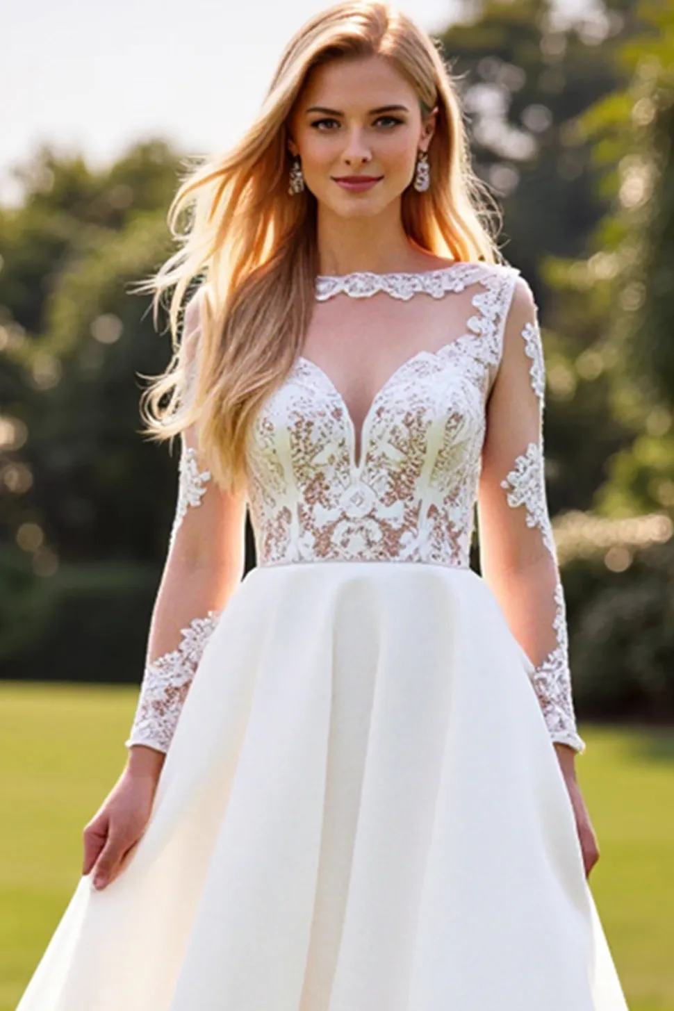 Marfim De Baile/Princesa Renda Longos Vestidos de Noiva