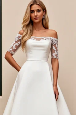 Marfim De Baile/Princesa Renda Sweep/Brush Trem Vestidos de Noiva