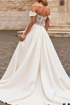 Marfim De Baile/Princesa Sweep/Brush Trem Vestidos de Noiva