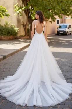 Marfim De Baile/Princesa Tule Sweep/Brush Trem Vestido de Noiva