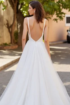 Marfim De Baile/Princesa Tule Sweep/Brush Trem Vestido de Noiva