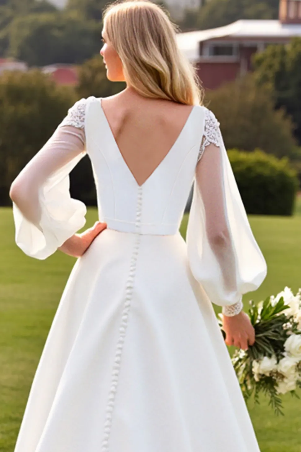 Marfim Decote em V De Baile/Princesa Longos Vestidos de Noiva