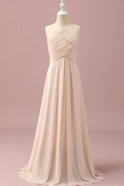 Marfim Halter A-Line Chiffon Vestido Dama de Honor