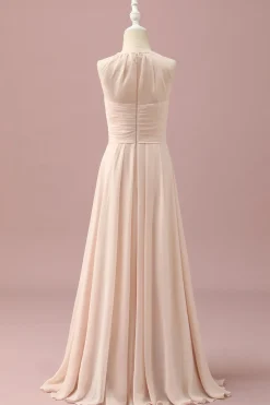 Marfim Halter A-Line Chiffon Vestido Dama de Honor
