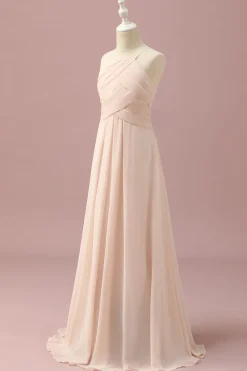 Marfim Halter A-Line Chiffon Vestido Dama de Honor