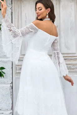 Marfim Mangas Compridas Vestido de Noiva