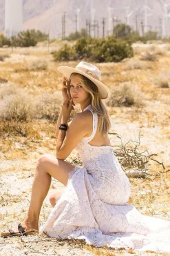 Marfim Open Back Boho Lace Vestido de noiva