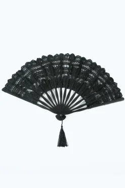 Marfim 1920s Hollow Lace Fan com Franjas