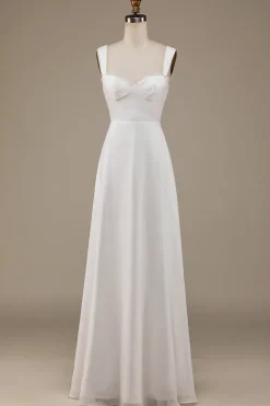 Marfim Scoop Neck Boho vestido de noiva com renda