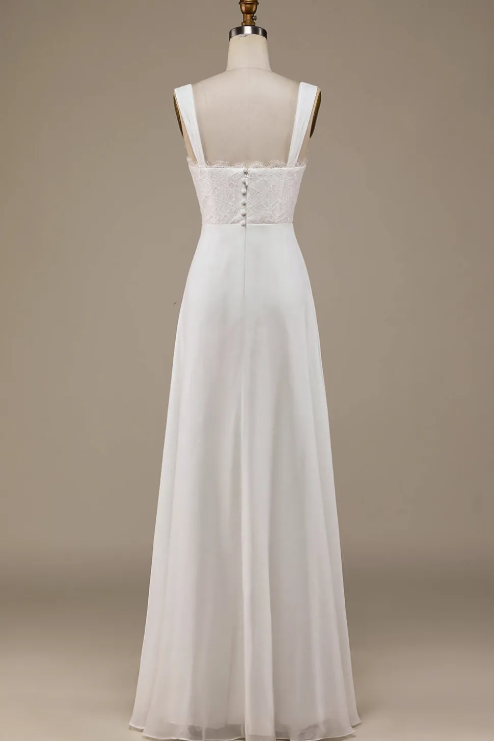 Marfim Scoop Neck Boho vestido de noiva com renda