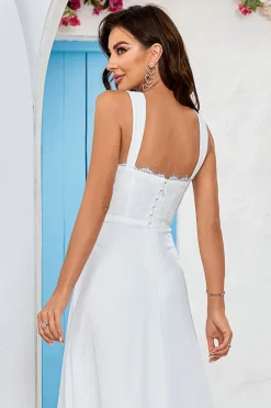 Marfim Scoop Neck Boho vestido de noiva simples com renda