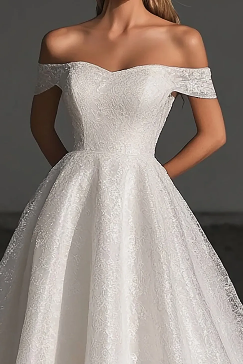 Marfim Sem Ombros Renda De Baile/Princesa Longos Vestido de Noiva