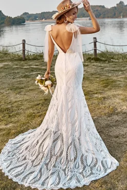 Marfim Sereia Boho Vestido de Noiva