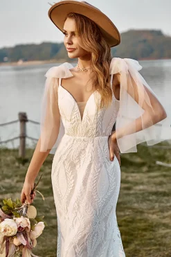 Marfim Sereia Boho Vestido de Noiva