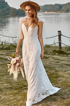 Marfim Sereia Boho Vestido de Noiva