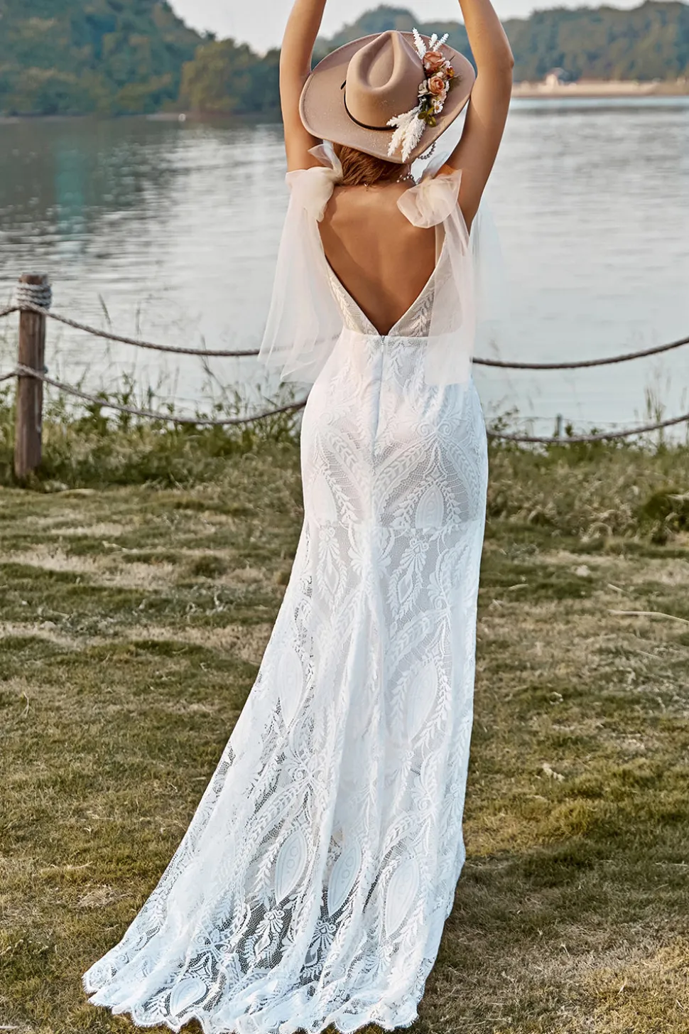 Marfim Sereia Boho Vestido de Noiva