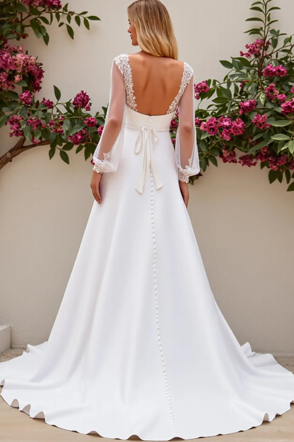 Marfim Sereia Cetim Sweep/Brush Trem Vestido de Noiva com Renda