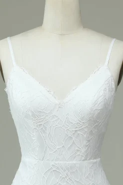 Marfim Sereia Renda Backless Vestido de Noiva