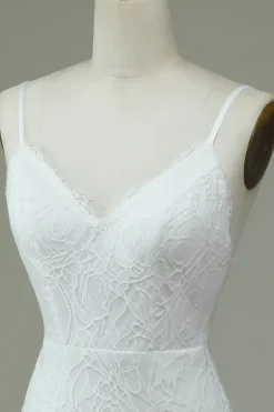 Marfim Sereia Renda Backless Vestido de Noiva