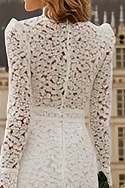 Marfim Sereia Renda Tiered Ruffled Courthouse Vestido de Noiva