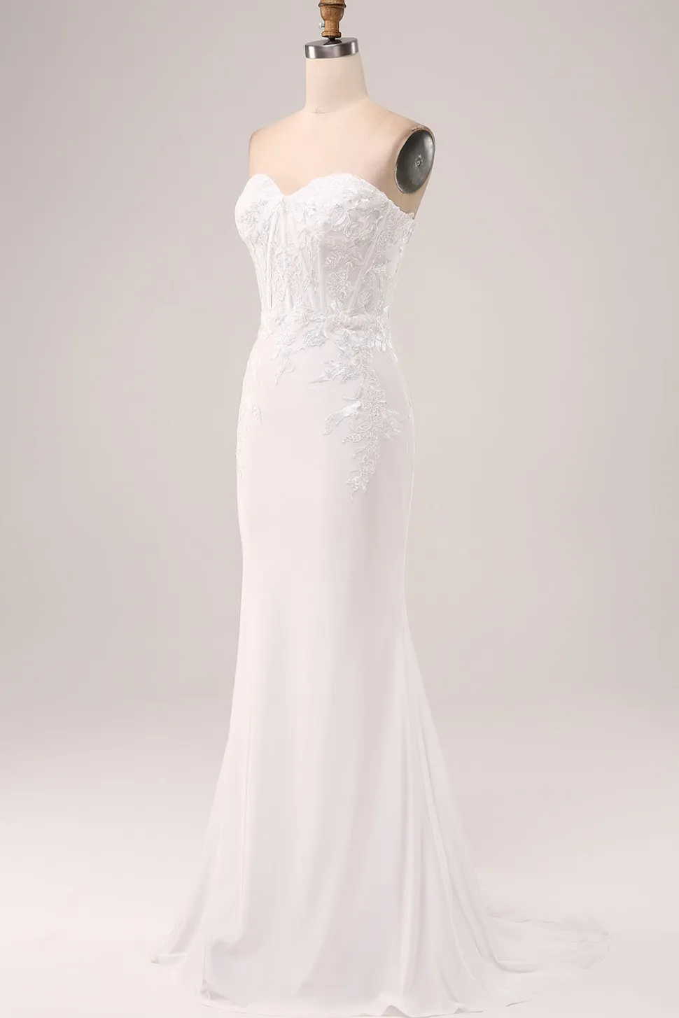 Marfim Strapless Sereia Vestido de Festa de Casamento
