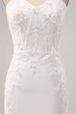 Marfim Strapless Sereia Vestido de Festa de Casamento