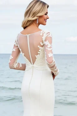 Marfim Trompete/sereia Sweep/Brush Trem Vestido de Noiva com Renda