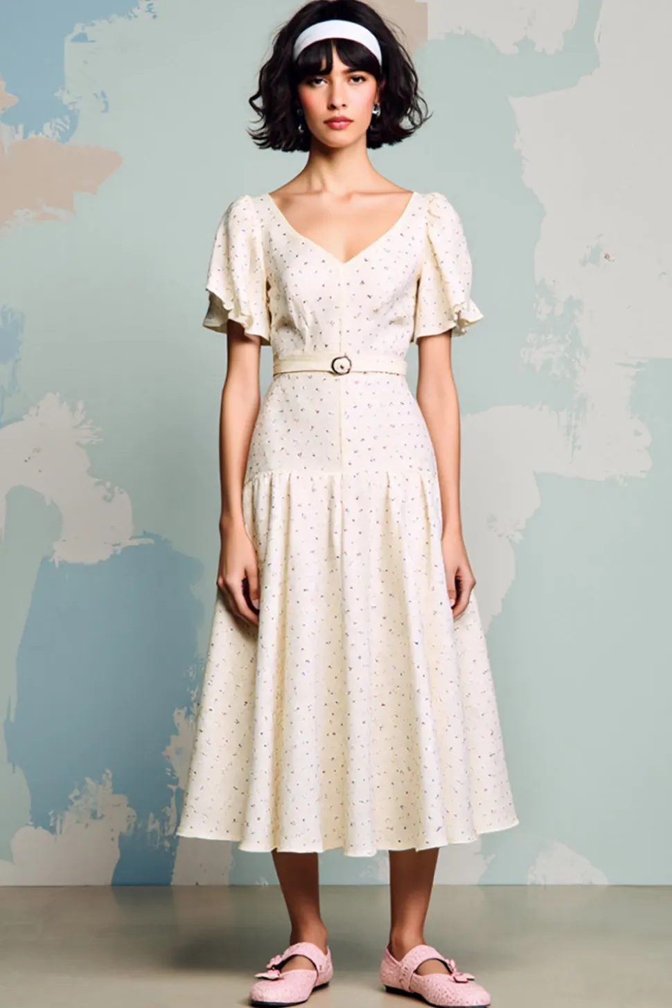 Marfim Uma linha babado vestido de noiva convidado