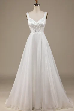 Marfim Vestido de Noiva Sem Mangas